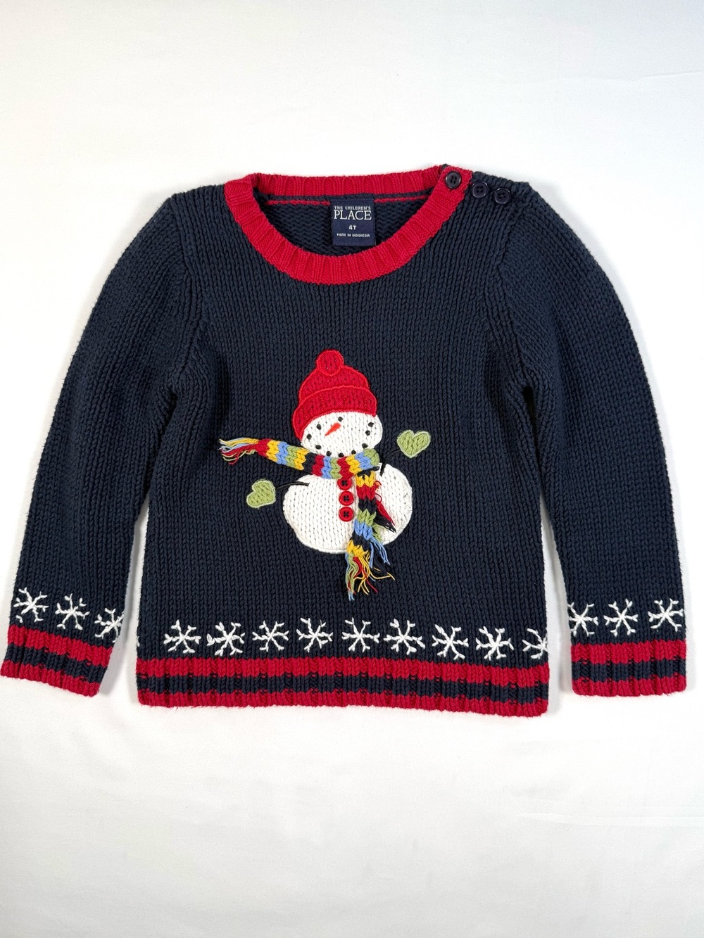 THE CHILDRENS PLACE Snowman Christmas Sweater 4T Holiday Winter‎ Cozy Vintage